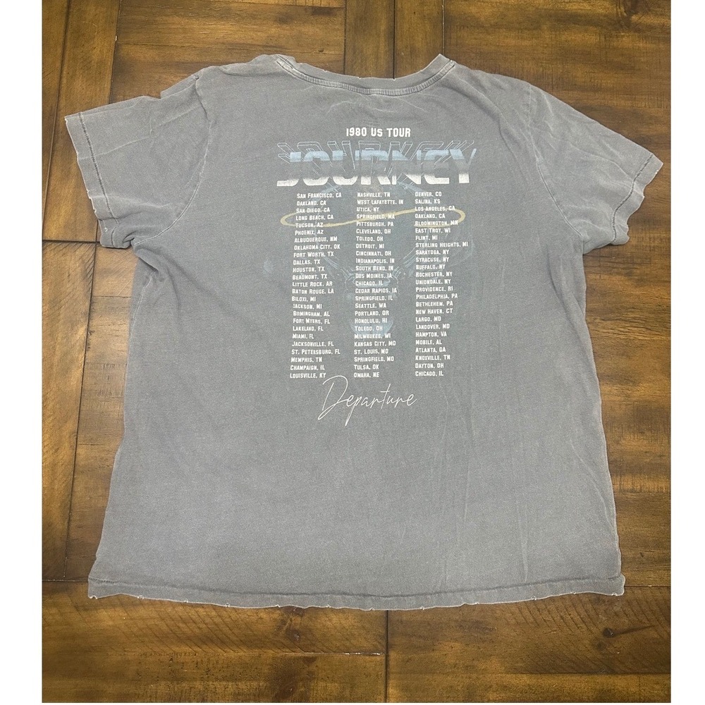 Journey Departure 1980 US Tour Graphic T-Shirt Gray Large Cotton Band Tee - Picture 5 of 7